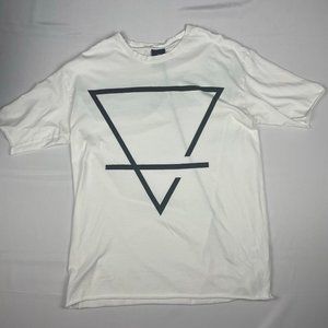THOM KROM Mens Geometry Short Sleeve Seamless White Black T-Shirt Tee Size XL